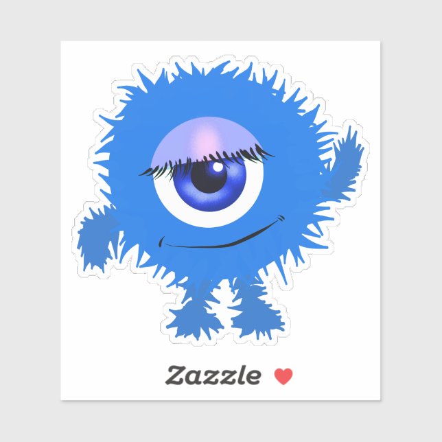 Whimsical One Eyed Blue Monster 4 x 4 (Sheet)