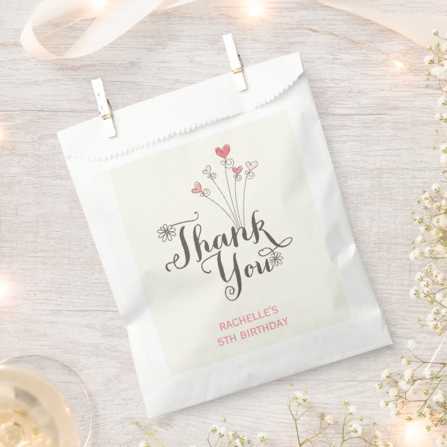 Whimsical One Girl 1st Birthday Thank You Party Favour Bags (Clipped)