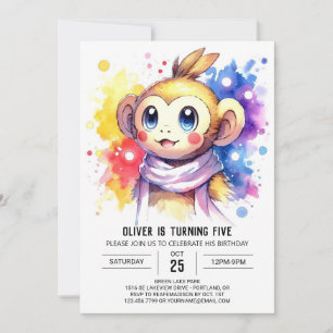 Whimsical Online Monkey Birthday Invitation