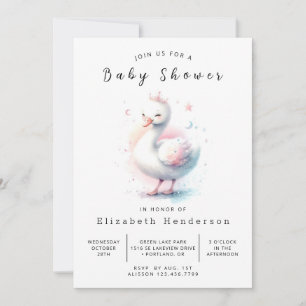 Whimsical Online Swan Baby Shower Invitation