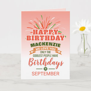 Whimsical Orange and Green Fireworks Birthday Card