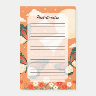 Whimsical Orange Boho Nature Butterfly Moon  Post-it Notes