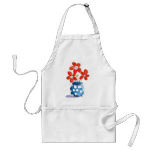 Whimsical Orange Flowers in Blue Vase Standard Apron