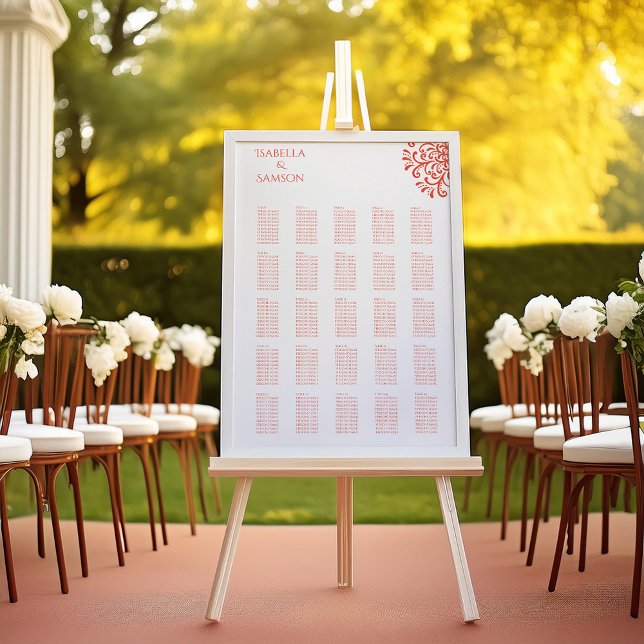 Whimsical Orange Red Flourish seating chart (Creator Uploaded)