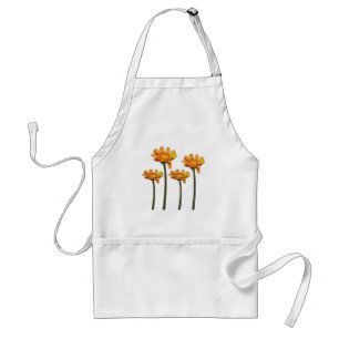 Whimsical Orange Red Flower Floral Standard Apron