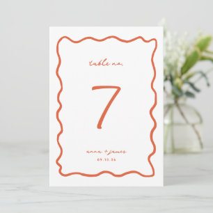 Whimsical Orange Wedding Table Number Card