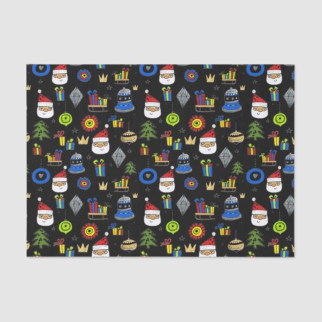 Whimsical Ornaments Modern Festive Christmas Tissue Paper (Front)