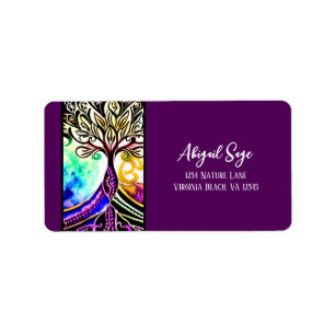 Whimsical Ornate Colourful Tree of Life Address Label