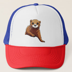 Whimsical Otter Rainbow Slide Trucker Hat