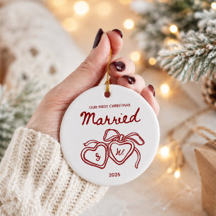 Whimsical Our First Christmas Married Ornament