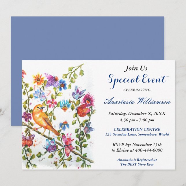 WHIMSICAL OUTDOOR PARTY EVENT INVITE (Front/Back)