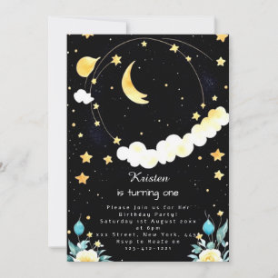 Whimsical Outer Space Kids Birthday Invitation