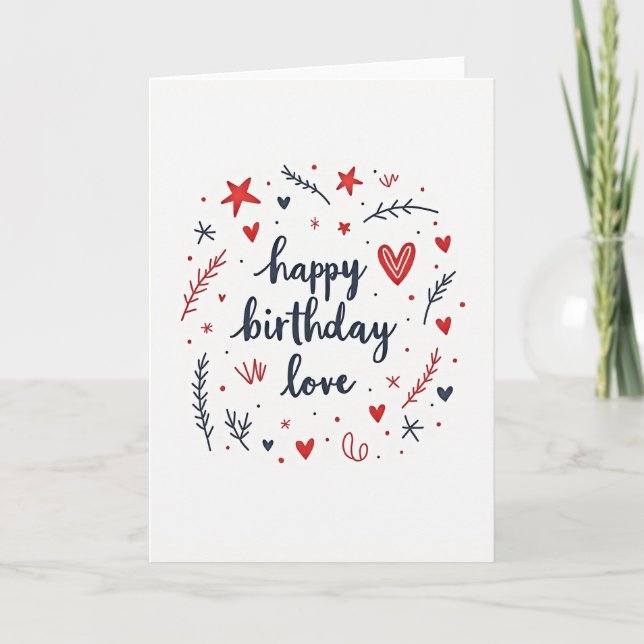 Whimsical Oval Birthday Card (Front)