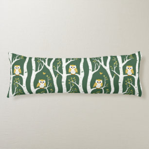 Whimsical Owl and Birch Tree Pattern Body Cushion