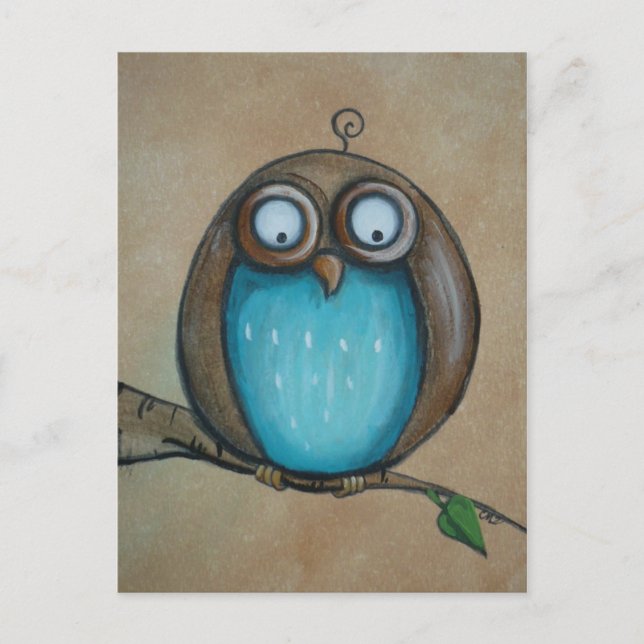 Whimsical Owl Art Postcard (Front)