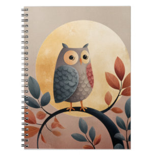 Whimsical Owl Autumn Moon Notebook