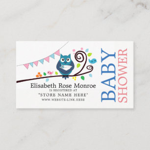 Whimsical Owl Baby Shower Gift Registry Enclosure Card