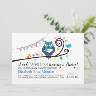 Whimsical Owl Baby Shower Invitation