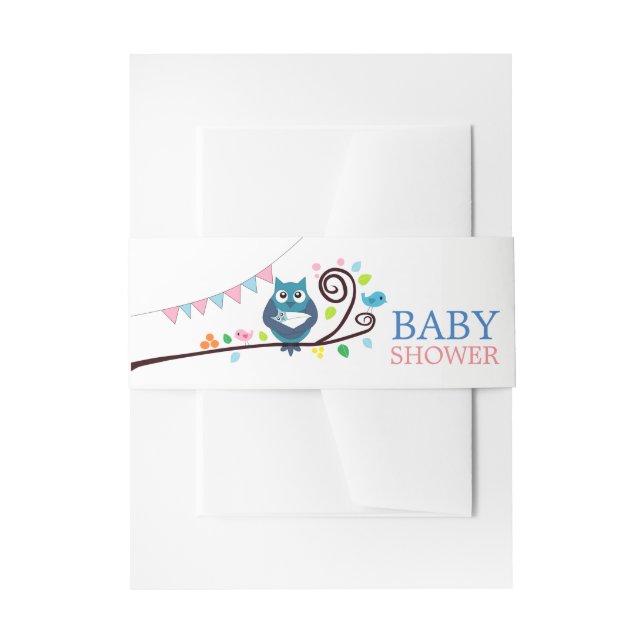 Whimsical Owl Baby Shower Invitation Belly Band (Front Example)