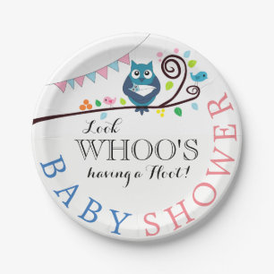 Whimsical Owl Baby Shower Paper Plate