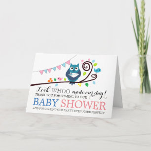 Whimsical Owl Baby Shower Thank You
