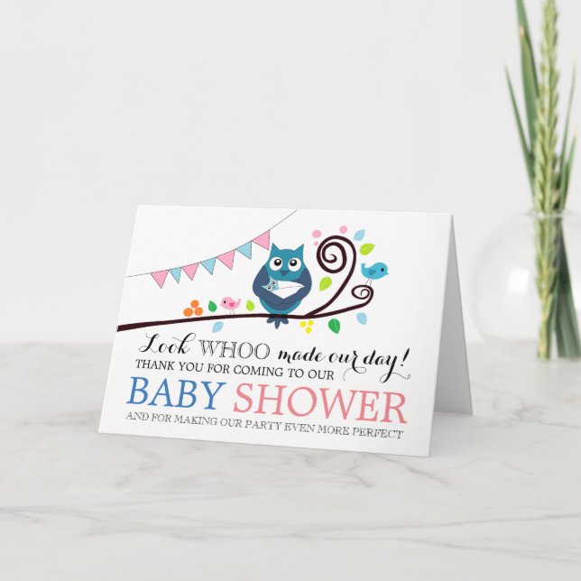 Whimsical Owl Baby Shower Thank You (Front)