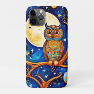 Whimsical Owl Celestials: Stars, Moon, Planets iPhone 11 Pro Case