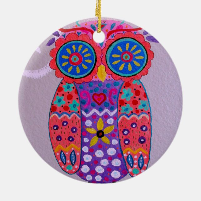whimsical owl ceramic tree decoration (Back)
