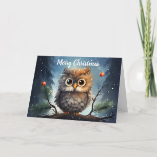 Whimsical Owl Christmas Card 