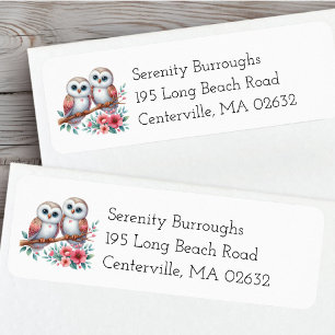 Whimsical Owl Couple Woodland Pink Green Floral