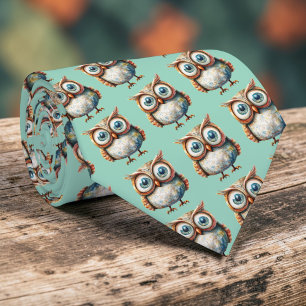 Whimsical Owl Custom Necktie Tie