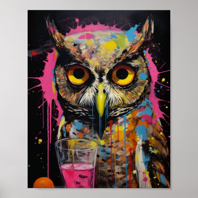 Whimsical Owl Martini Poster by Ryan Shava: Perfec (Front)