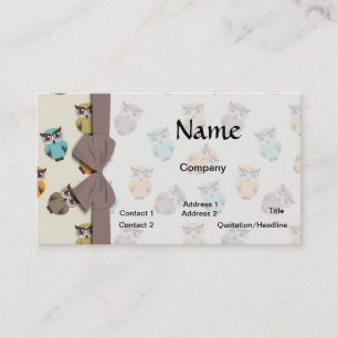 whimsical owl pattern business card