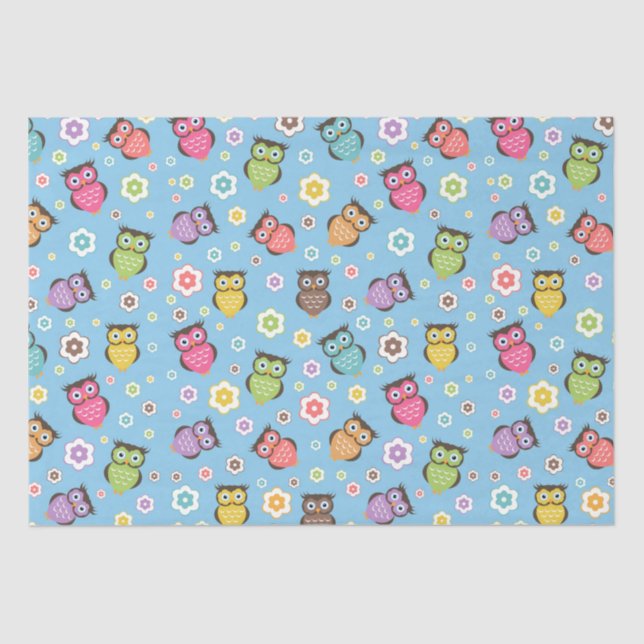 Whimsical Owl Pattern Tissue Paper (Front)