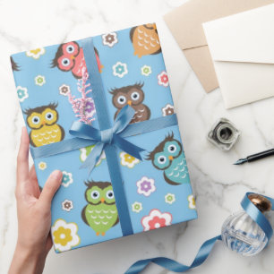 Whimsical Owl Pattern Wrapping Paper