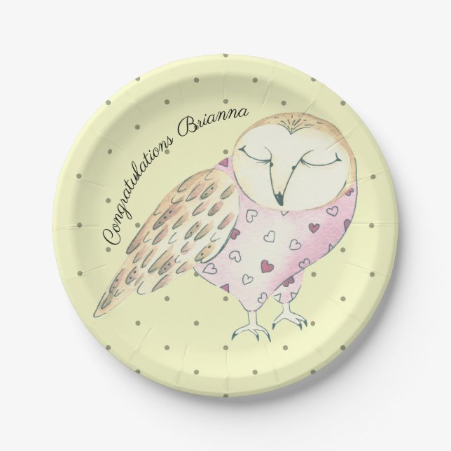 Whimsical Owl Personalised Paper Plate (Front)