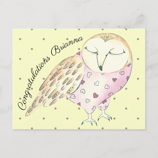 Whimsical Owl Personalised Postcard (Front)
