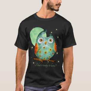 Whimsical Owl Watercolor Style Name School On Back T-Shirt
