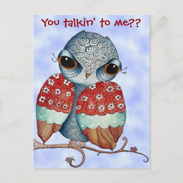 Whimsical Owl with Attitude Postcard (Front)