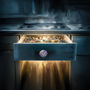 Whimsical Owl With Sapphire Eyes Ceramic Knob