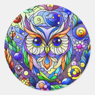Whimsical Owl With Sapphire Eyes Classic Round Sticker