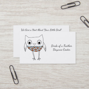 Whimsical Owl Woodland Creatures, Daycare Centre Business Card