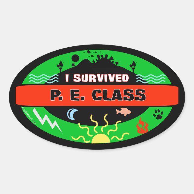 Whimsical P. E. Class Survivor Sticker (Front)