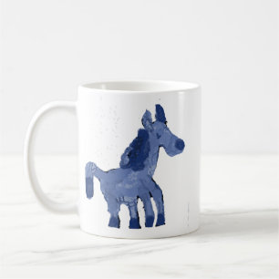 Whimsical Painted Blue Horse Ceramic Coffee Mug