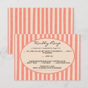 Whimsical Painted Pinstripes Wedding RSVP Card
