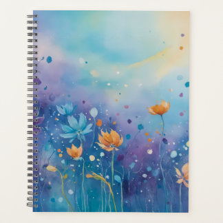Whimsical painting of a vibrant field of flowers planner