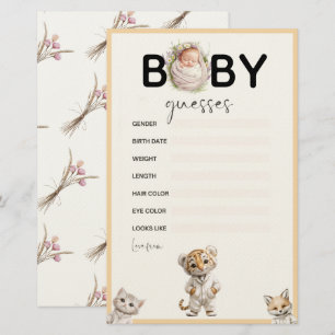 Whimsical Pajama Animals: Baby Guesses Game Stationery