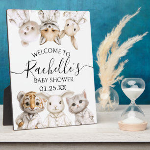 Whimsical Pajama Animals: Soft Pastel Party Accent Plaque