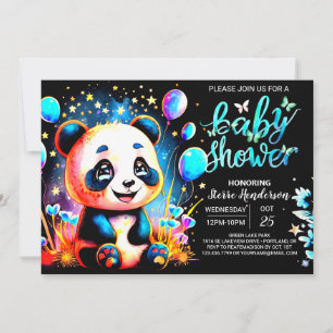 Whimsical Panda Adventure Awaits Boy Baby Shower Invitation