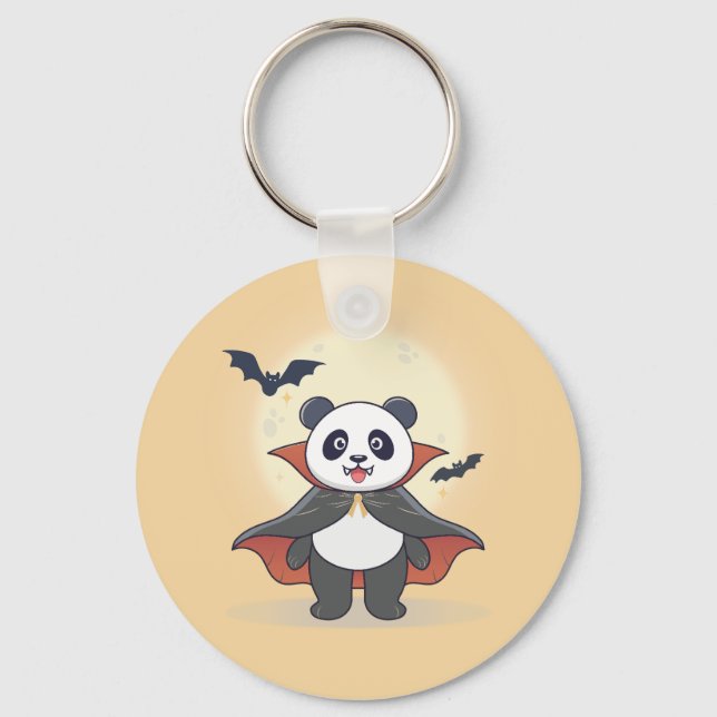 Whimsical Panda Wizard with Magic Hat Key Ring (Front)